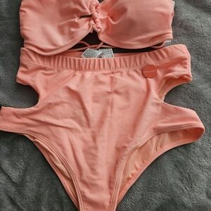 Coral Cutout Bikini Set